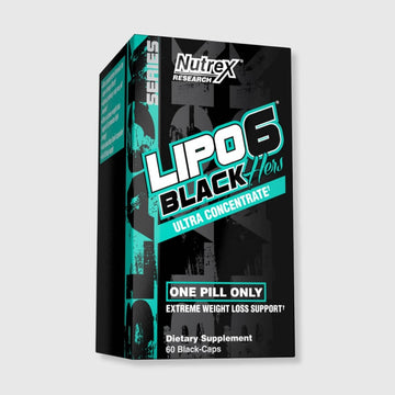 Nutrex Research Lipo-6 Black Hers Ultra Concentrate | Weight Loss Pills for Women | Fat Burner, Appetite Suppressant, Metabolism Booster for Weight Loss + Hair, Skin, & Nails Support | Megapump